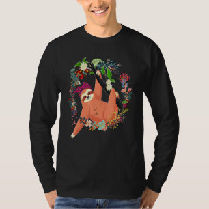 T-shirt Fleurs de Léopard de Cravate de Sloth Bow Famille 