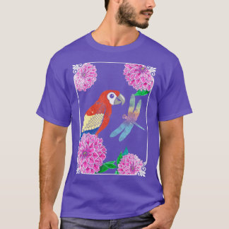 T-shirt Fleurs de libellules de perroquets