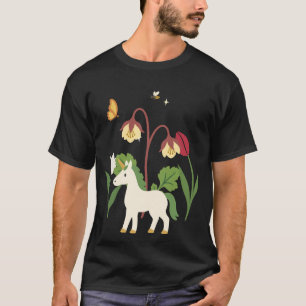 T-shirt Fleurs de licorne Enfants Conte de fées Fantastiqu