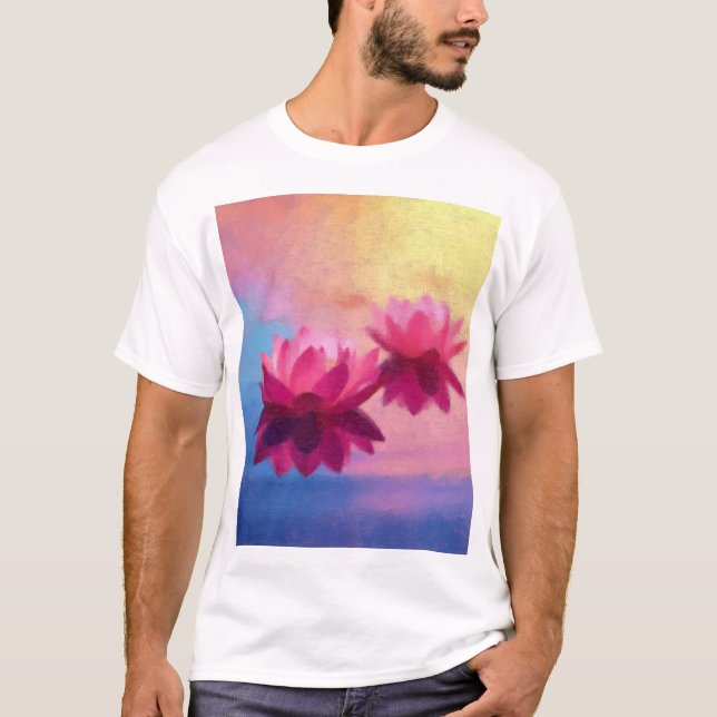 T-shirt Fleurs de Lotus Abstraites colorées (Devant)