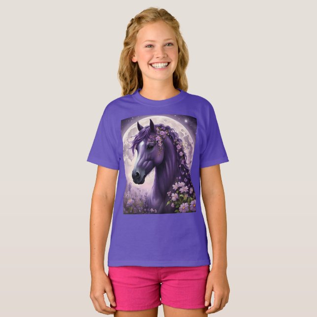 T-shirt Fleurs de lune de cheval pourpres, Imaginaire (Devant entier)