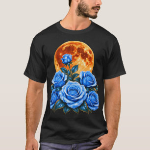 T-Shirt Fleurs de Lune Pleine Roses Bleues Flora