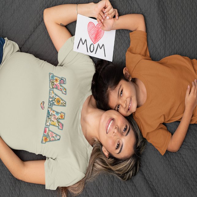 T-shirt Fleurs de maman Coeur Floral (Mama Flowers Floral Heart T-Shirt)