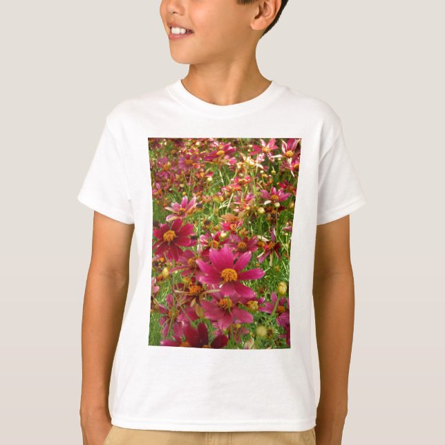 T-shirt Fleurs de marguerite rose et jaune brillantes (Devant)