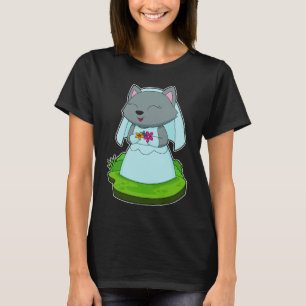 T-shirt Fleurs de mariage de chat mariée