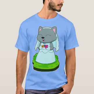 T-shirt Fleurs de mariage de la mariée chat