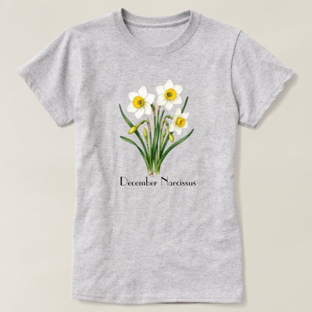 T-Shirt Fleurs de Narcisse de Décembre (Design devant)