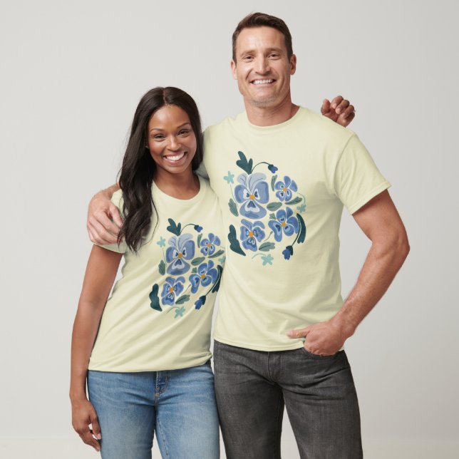 T-shirt Fleurs de Pansy Bleu Pansies esthétiques (Unisexe)