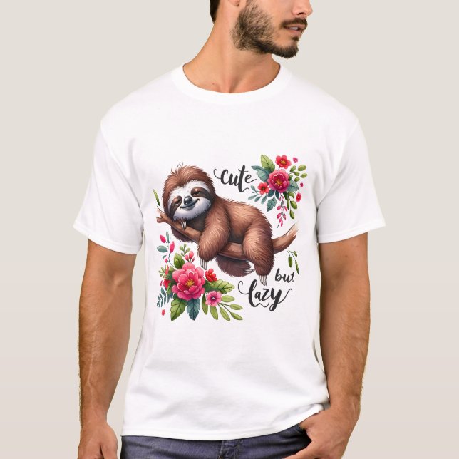 T-shirt Fleurs de paresseux mignonnes (Devant)