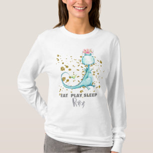 T-shirt *~* Fleurs de Parties scintillant de Dinosaure de 