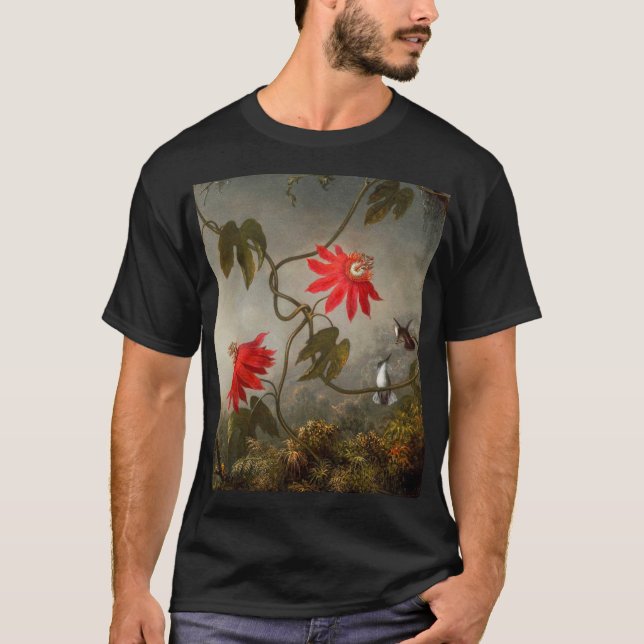T-shirt Fleurs de passion avec tête de colibris (Devant)