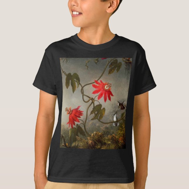 T-shirt Fleurs de passion avec tête de colibris (Devant)