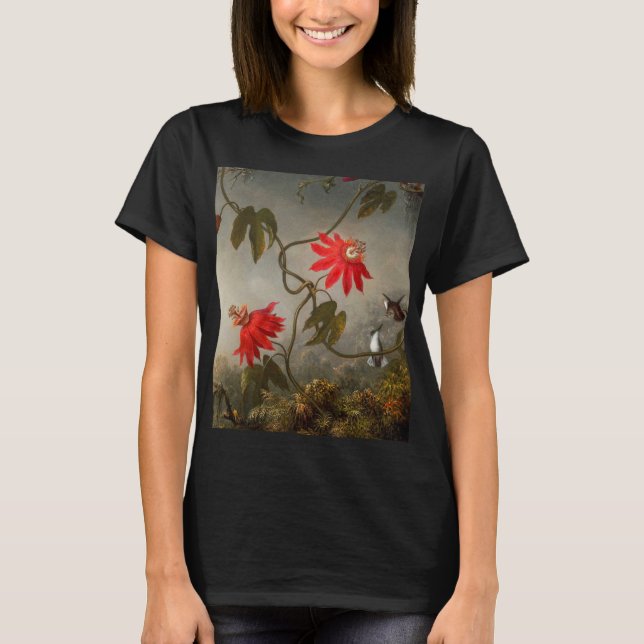 T-shirt Fleurs de passion avec tête de colibris (Devant)