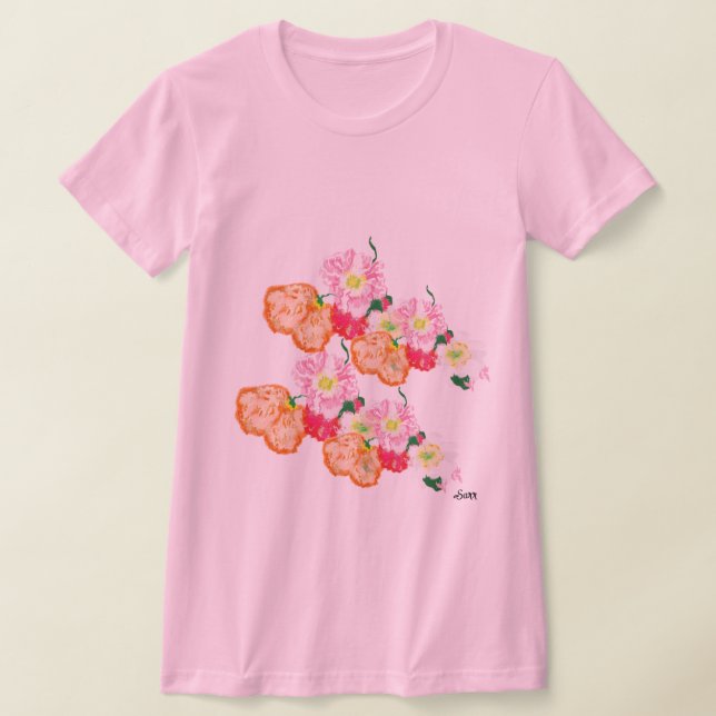 T-Shirt : Fleurs de pavot (Poser)