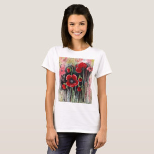 T-shirt Fleurs De Pavot En Aquarelle