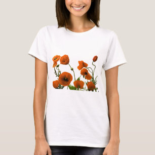 T-shirt Fleurs de pavot orange Aquarelle Motifs floraux