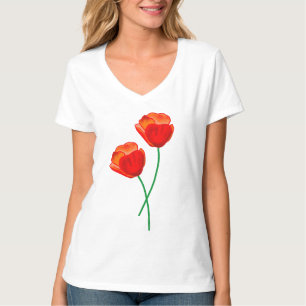 T-shirt Fleurs de pavot rouge