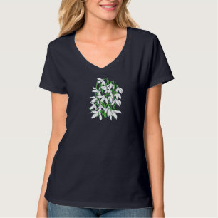 T-shirt Fleurs de perce-neige blanches Fleur du mois de na