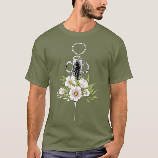 T-shirt Fleurs de phlébotomie par injection de la vie (Devant)