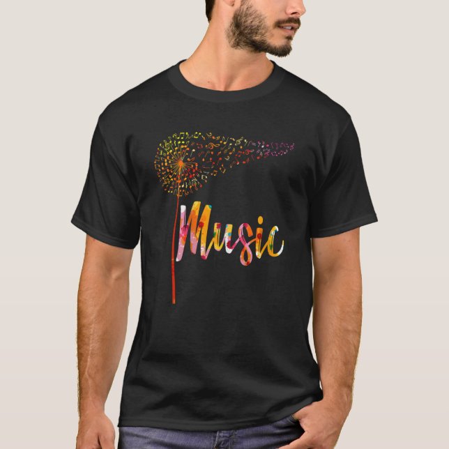 T-shirt Fleurs de pissenlit Notes de Musique Pour Hommes F (Devant)