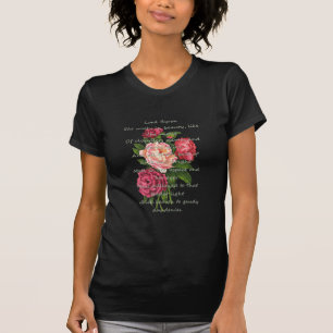 T-shirt Fleurs de pivoines vintages et poème byron romanti