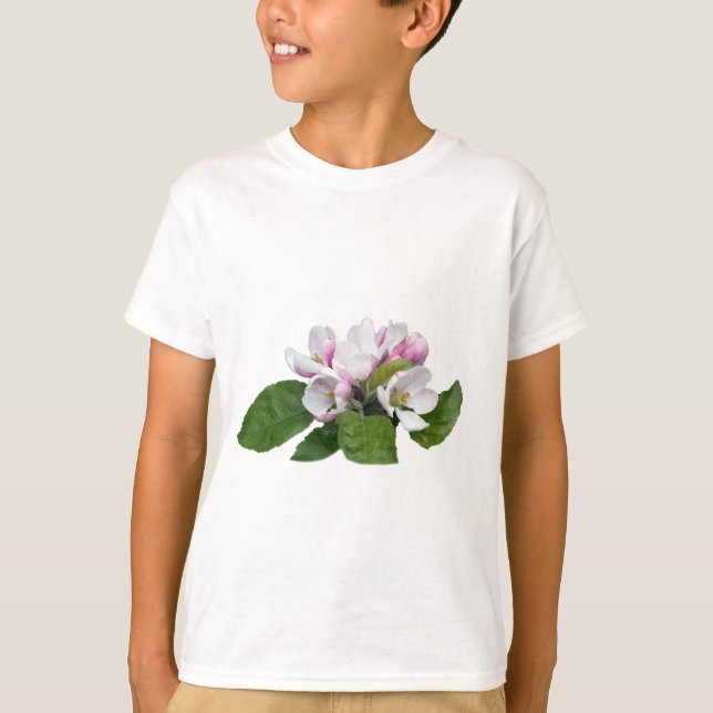T-shirt fleurs de pommier et feuilles vertes (Devant)