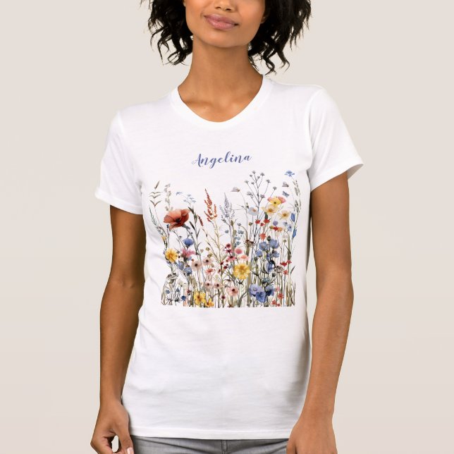 T-shirt Fleurs de prairie d'aquarelle fleur sauvage (Devant)
