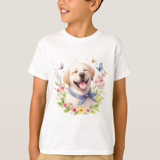 T-shirt Fleurs de printemps Aquarelle Labrador -