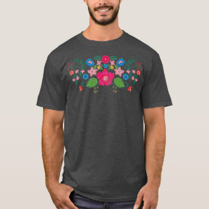 T-shirt Fleurs de printemps brodées Fleur mexicaine Appliq