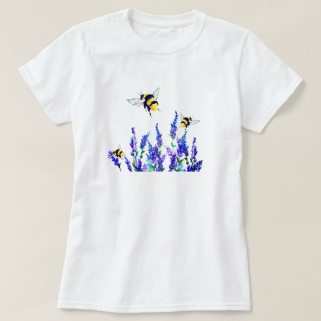 T-shirt Fleurs de printemps et abeilles (Design devant)