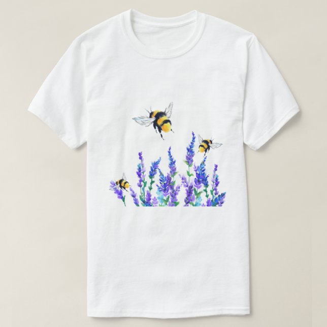 T-shirt Fleurs de printemps et abeilles (Design devant)