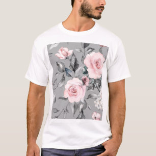 T-shirt Fleurs de printemps Feuille main tiré
