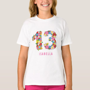 T-shirt Fleurs de printemps Numéro 13e Fête d'anniversaire
