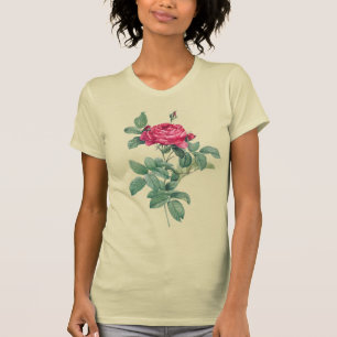 T-shirt Fleurs de rose rouge avec Feuilles verts
