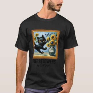 T-shirt Fleurs de soleil Art Chat Noir par Chat Gogh C