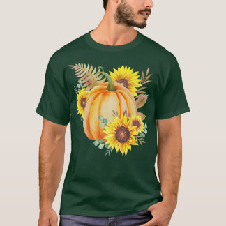 T-shirt Fleurs de soleil citrouilles Halloween Vêtements a