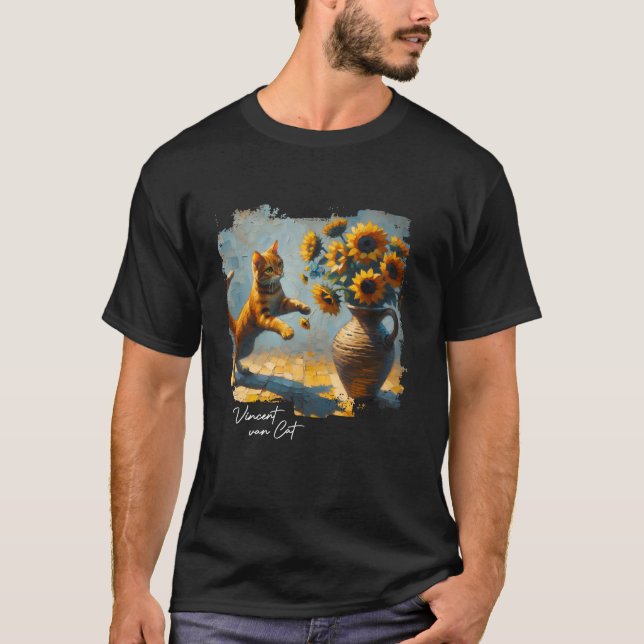 T-shirt Fleurs de soleil de Vincent Van Cat Art pour Cat M (Devant)