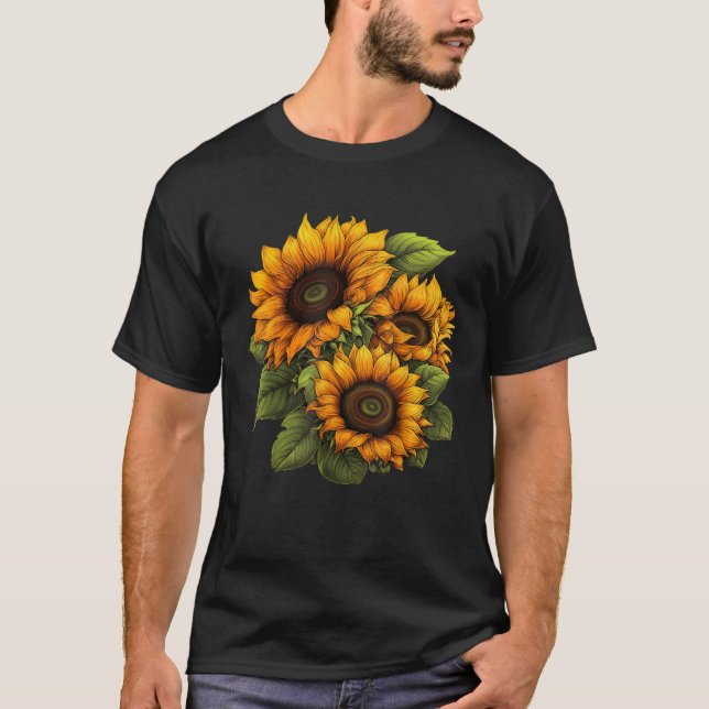 T-shirt Fleurs de soleil Jaunes Fleurs d'été mignonnes Pos (Devant)