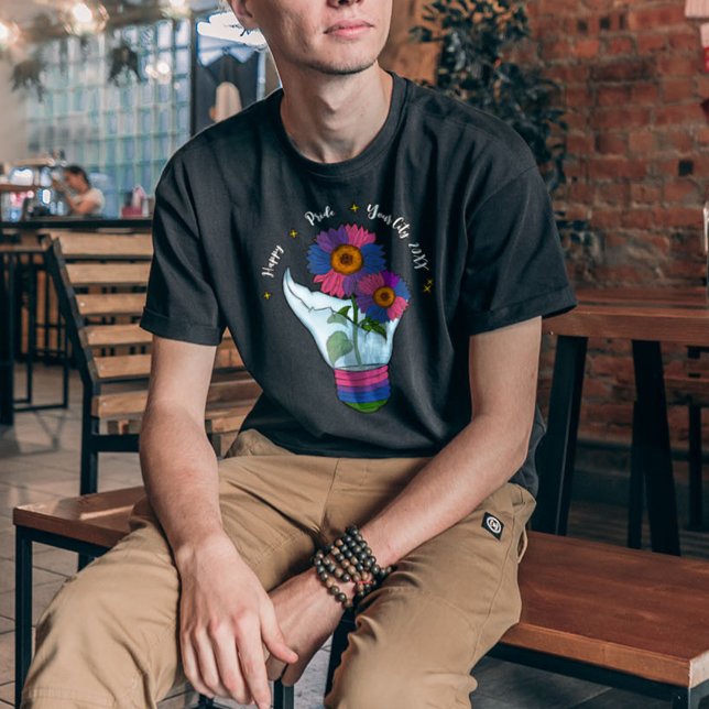 T-shirt Fleurs de soleil LGBTQ bisexuelles dans une ampoul (Créateur téléchargé)