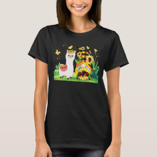 T-shirt Fleurs de soleil mignonne Gnome Floral Llama Farm 