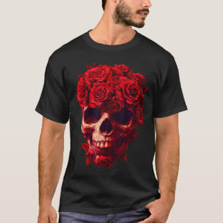 T-shirt Fleurs de squelette de roses Crâne Nature Jardinag