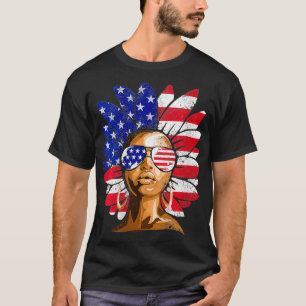 T-shirt Fleurs de tournesol afro-américaines 4 juillet