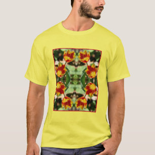T-shirt Fleurs de tulipe rouge et jaune vif Abstraites