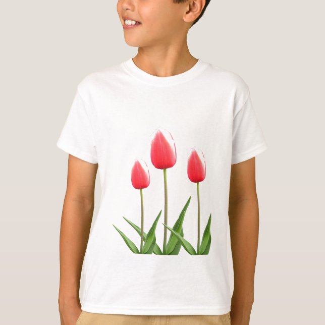 T-shirt Fleurs de tulipe rouge printemps (Devant)