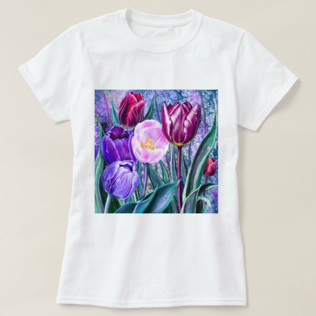 T-shirt Fleurs de Tulipes Colorées (Design devant)