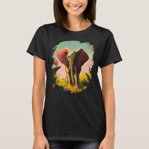 T-shirt Fleurs d'éléphants mignonne Peinture Fleur Eléphan