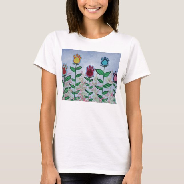 T-shirt Fleurs d'empreinte de patte (Devant)