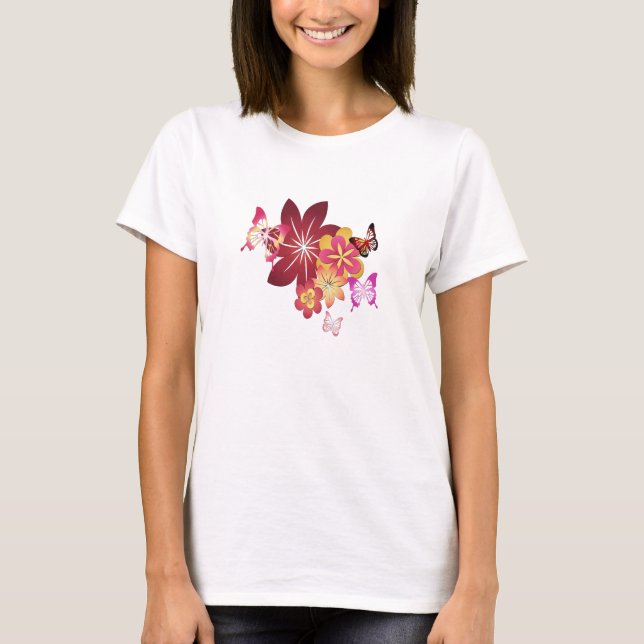 T-shirt Fleurs des papillons (Devant)