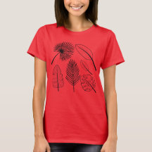 Fleurs dessinées Doodles Rouge Black Plante T-shir