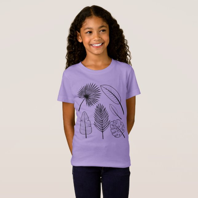 T-Shirt Fleurs dessinées Doodles violets Plante Floral T-S (Devant entier)